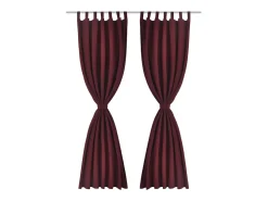 Ropa De Casa-2 cortinas micro-satinadas con trabillas color burdeos, 140 x 245 cm ES710034 Rojo