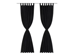 Ropa De Casa-2 cortinas negras micro-satinadas con trabillas, 140 x 225 cm ES649624 Negro