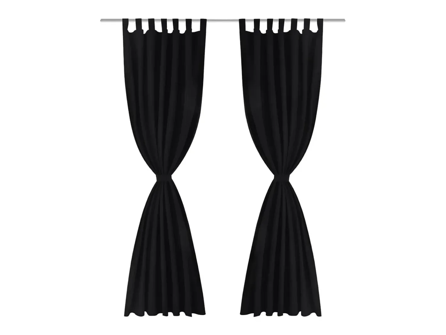 Ropa De Casa-2 cortinas negras micro-satinadas con trabillas, 140 x 225 cm ES649624 Negro