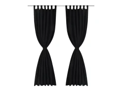 Ropa De Casa-2 cortinas negras micro-satinadas con trabillas, 140 x 175 cm ES117286 Negro