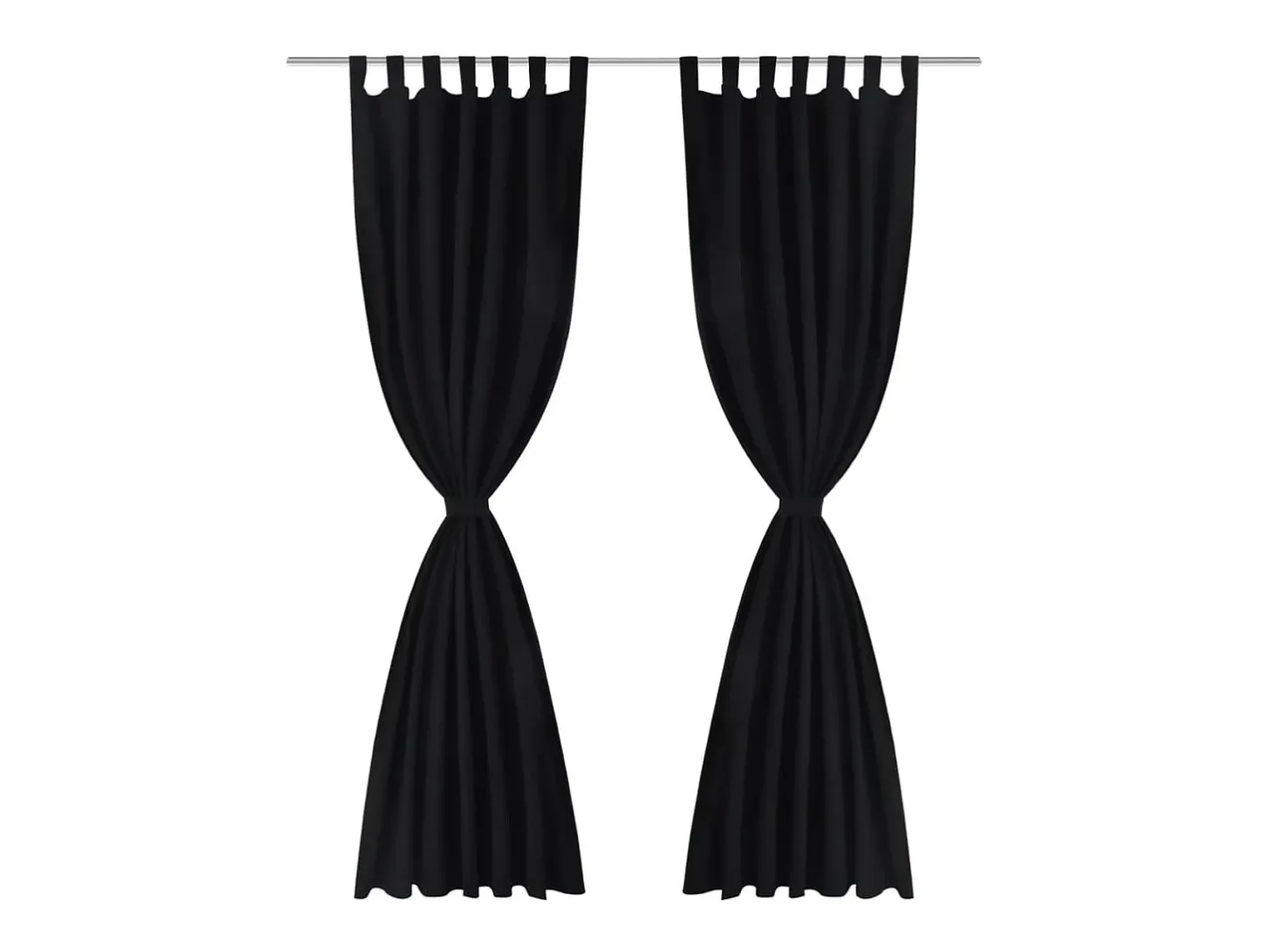 Ropa De Casa-2 cortinas negras micro-satinadas con trabillas, 140 x 175 cm ES117286 Negro