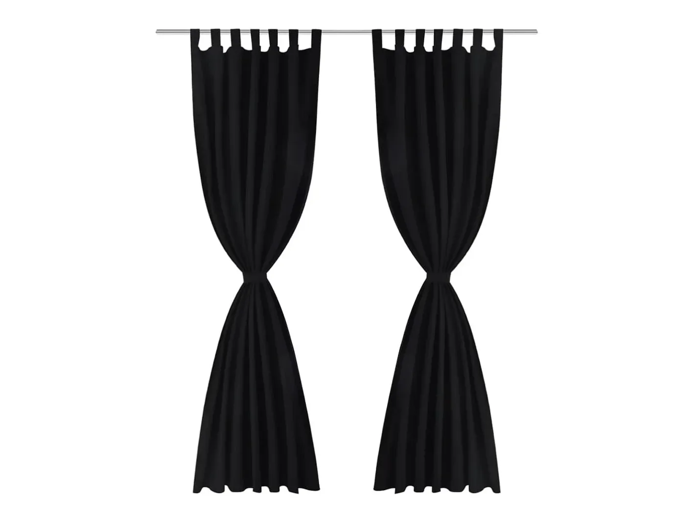 Best 2 cortinas negras micro-satinadas con trabillas, 140 x 245 cm ES359441 Negro