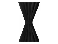 Best 2 cortinas negras micro-satinadas con trabillas, 140 x 245 cm ES359441 Negro