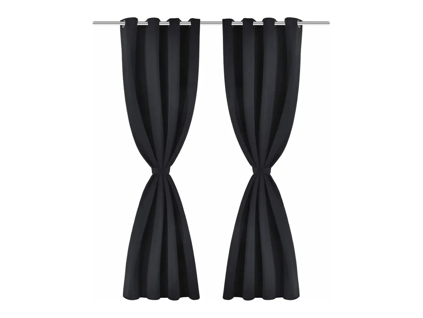 2 cortinas negras oscuras con anillas metálicas, blackout 135 x 245 cm ES369752 Negro Clearance