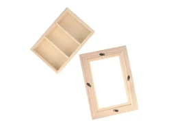 Marco Para Fotos-2 vitrinas pequeñas de madera y plexiglás 22 cm Marru00f3n