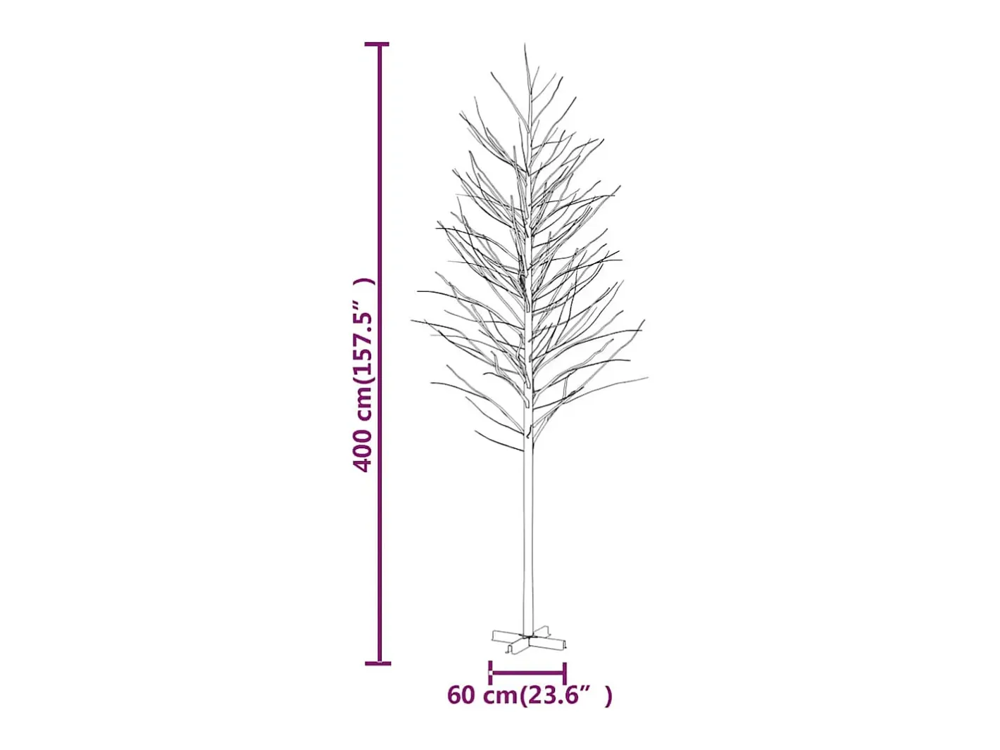vidaxl Abedul artificial con 672 LEDs cálido 400 cm Blanco Outlet