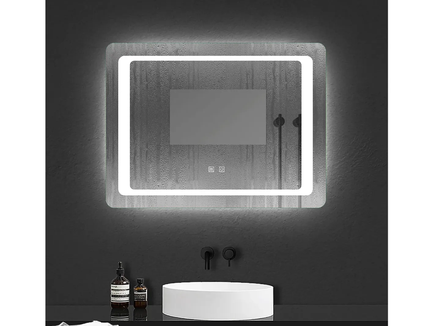 AICA espejo 80 x 60 cm ,rectangular ,luz led,antivaho y brillo regulable,función de memoria agapada Transparente Outlet