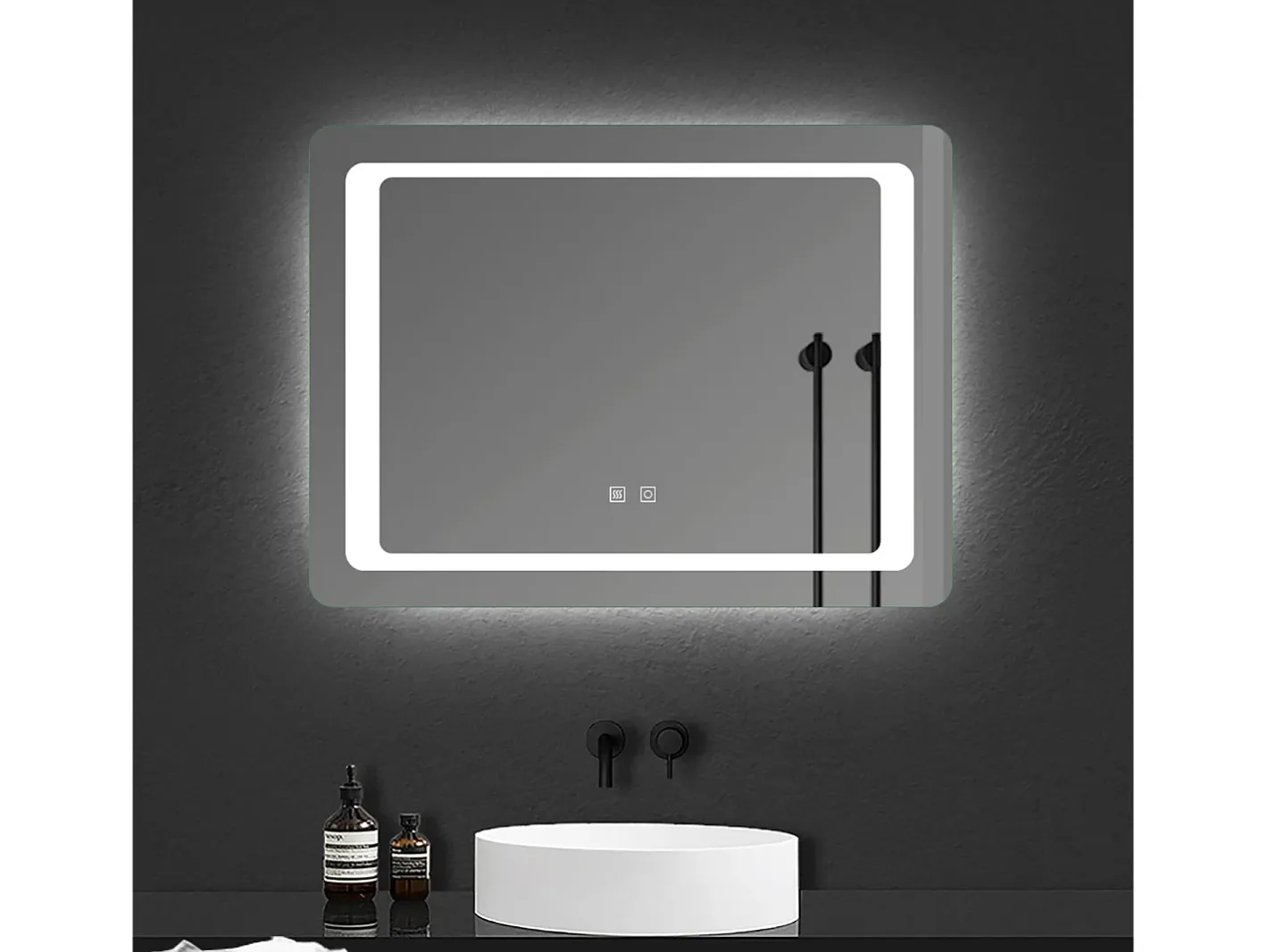AICA espejo 80 x 60 cm ,rectangular ,luz led,antivaho y brillo regulable,función de memoria agapada Transparente Outlet