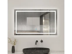 Espejo-AICA Espejo 90 x 65 cm ,rectangular ,luz led,antivaho y brillo regulable,función de memoria agapada Transparente