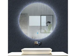 AICA Espejo de baño con iluminación LED Espejo redondo,80 x 80 cm, antivaho, brillo ajustable, memoria de apagado Transparente Sale