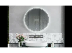 Espejo-AICA Espejo de baño con iluminación LED Espejo redondo,120 cm, antivaho, brillo ajustable, memoria de apagado Transparente
