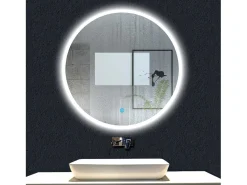 AICA Espejo de baño con iluminación LED Espejo redondo,60 cm, luz 3 colores, antivaho, brillo ajustable, memoria de apagado Transparente Online
