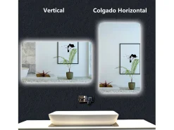 Outlet AICA Espejo de baño con luz LED,120 x 70 cm,luz led+ brillo ajustable+ función de memoria agapada Transparente