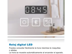 Online Aica Espejo de baño LED 140×80 cm,Reloj,Lupa,Bluetooth Transparente