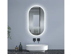 Hot Aica Espejo de baño LED 500 x 900 mm, ovalado, antivaho, luminosidad regulable Transparente