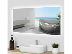 Aica Espejo de baño LED 100 x 60 cm, antivaho, brillo regulable, función memoria Transparente Discount