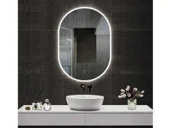 Aica Espejo de baño LED 40 x 80 cm, ovalado, antivaho, luminosidad regulable Transparente Outlet