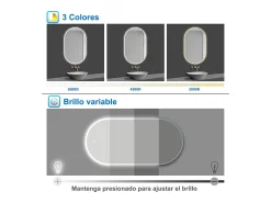 Aica Espejo de baño LED 500 x 1000 mm, ovalado, antivaho, luminosidad regulable Transparente Hot