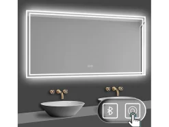 Best Aica Espejo de baño LED 160×80cm,Bluetooth,Antivaho Transparente