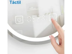 Clearance Aica Espejo de baño LED 60×80cm,reloj,antivaho,luminosidad regulable,ovalado Transparente