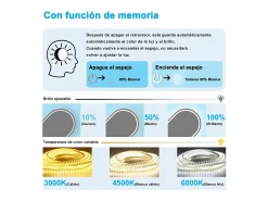 Aica Espejo de baño LED 50×70cm,reloj,antivaho,luminosidad regulable,ovalado Transparente Hot