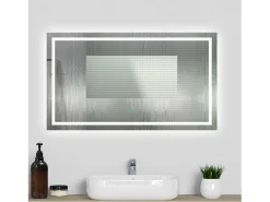 Aica Espejo de baño LED sin cobre 160×80cm,antivaho,interruptor táctil Transparente Online