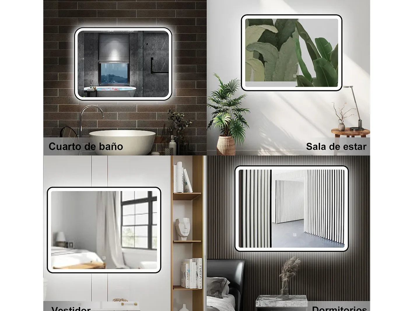 New AICA ESPEJO Espejo de baño 120 x 70cm, con función antivaho,con luz de 3 colores,brillo ajustable,función de memoria agapada Transparente