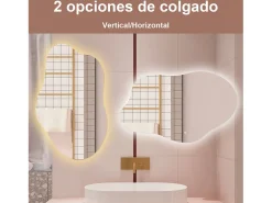 AICA ESPEJO ESPEJO de BAÑO 85 x 52 cm Luz de 3 Colores+ Antivaho+ Brillo Ajustable+ Memoria de Agapada Transparente Sale