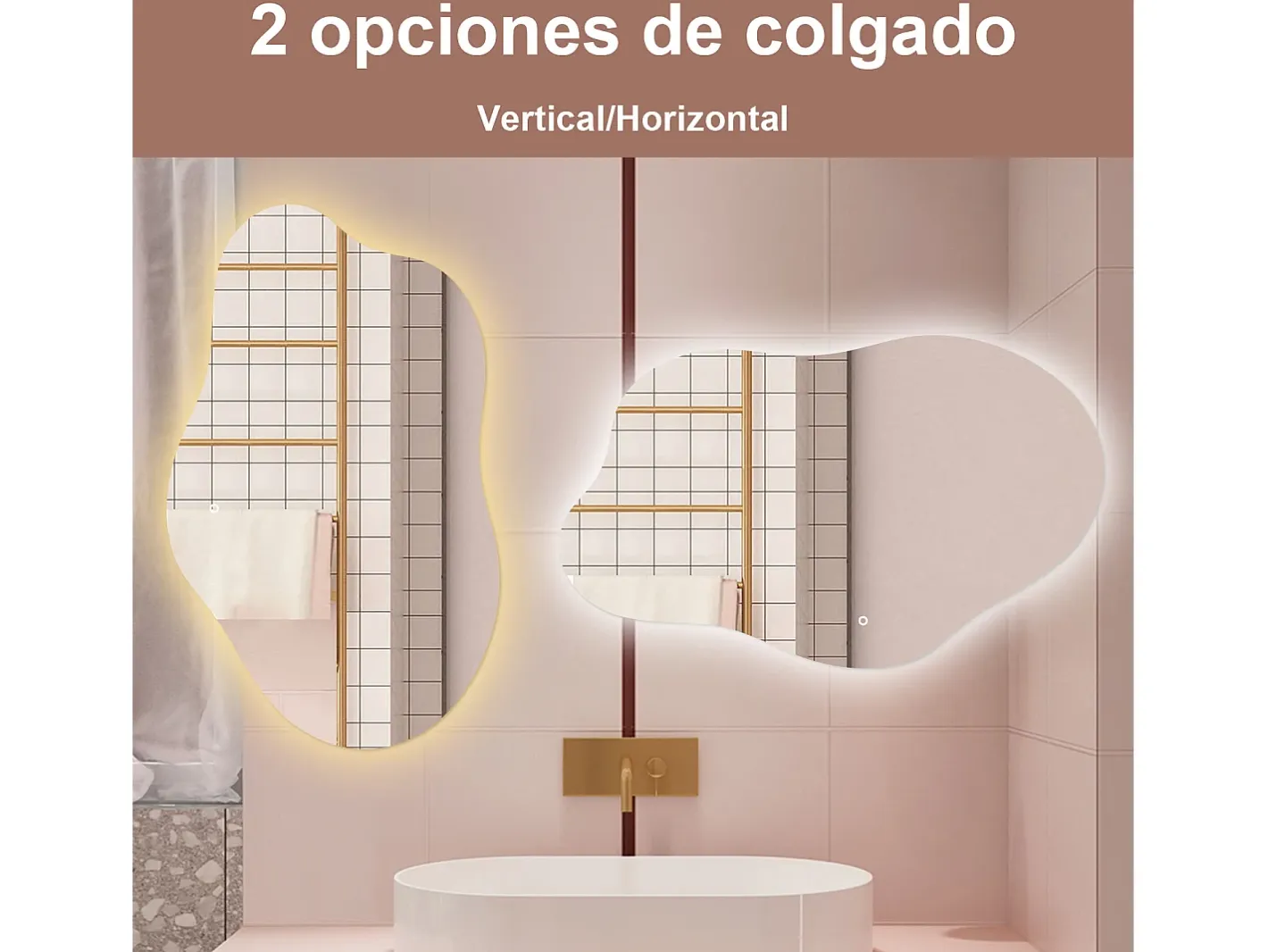 AICA ESPEJO ESPEJO de BAÑO 85 x 52 cm Luz de 3 Colores+ Antivaho+ Brillo Ajustable+ Memoria de Agapada Transparente Sale