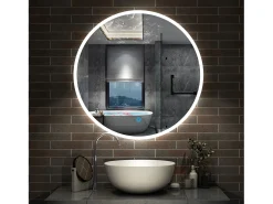 Aica Espejo redondo de baño LED 80cm,antivaho,brillo ajustable Transparente Discount