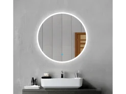 Aica Espejo-Espejo redondo de baño LED 60cm,antivaho,interruptor táctil Transparente