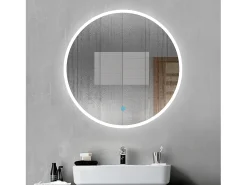 Aica Espejo-Espejo redondo de baño LED 60cm,antivaho,interruptor táctil Transparente