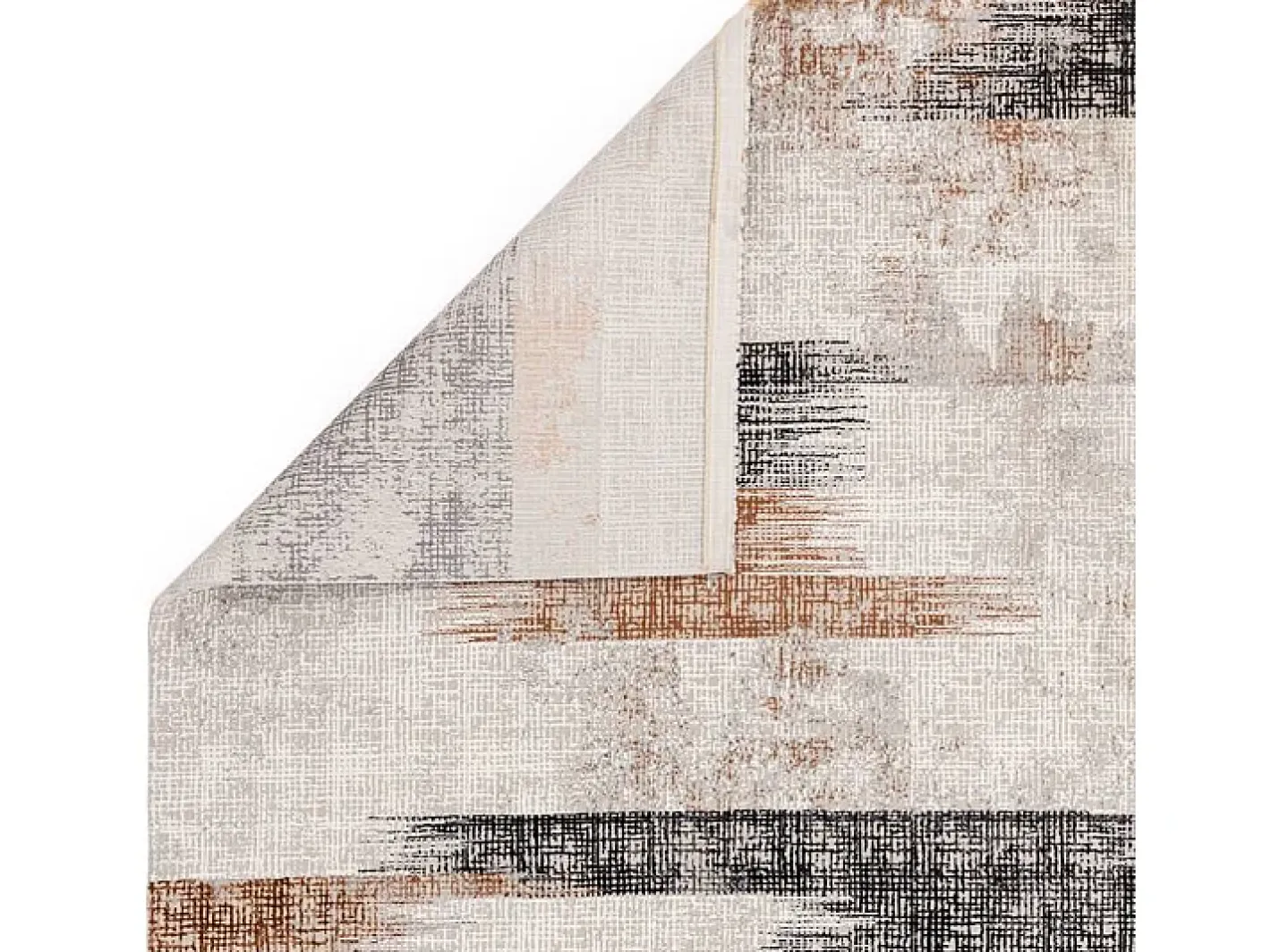 Alfombra abstracta - 200x290cm - , crema, negro - Kuza Lines Naranja