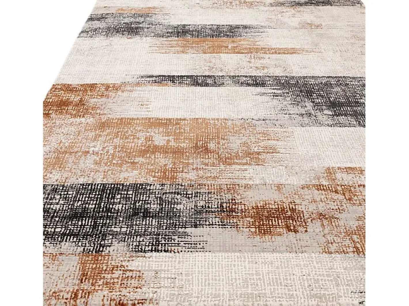 Alfombra abstracta - 200x290cm - , crema, negro - Kuza Lines Naranja