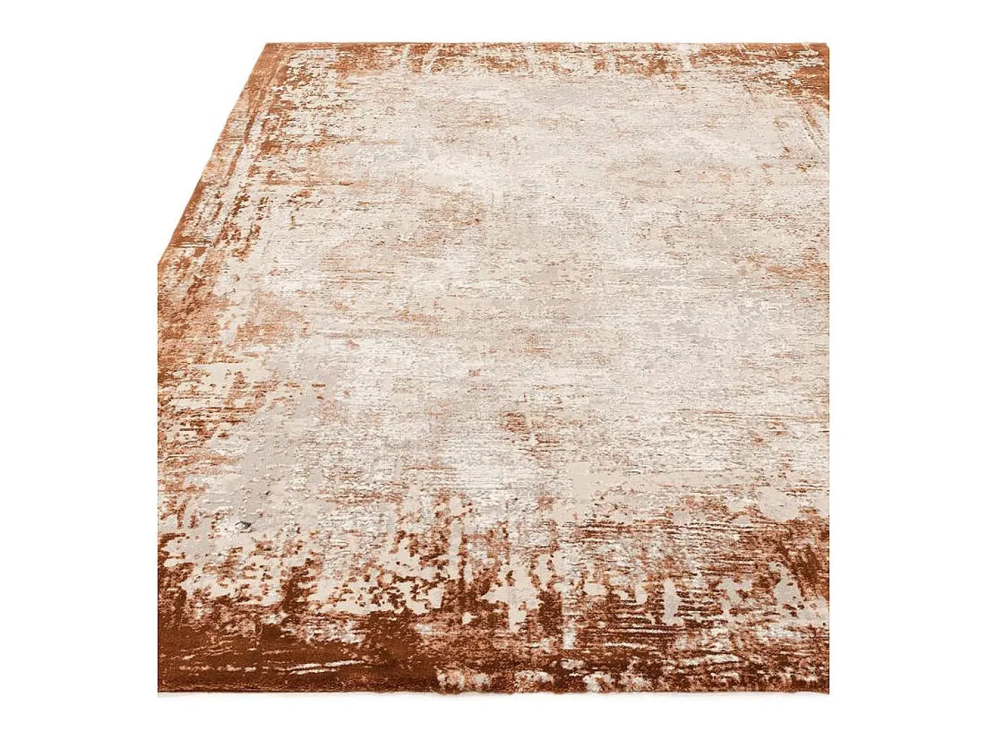 Alfombra abstracta - 160x230cm - , crema - Kuza Border Naranja