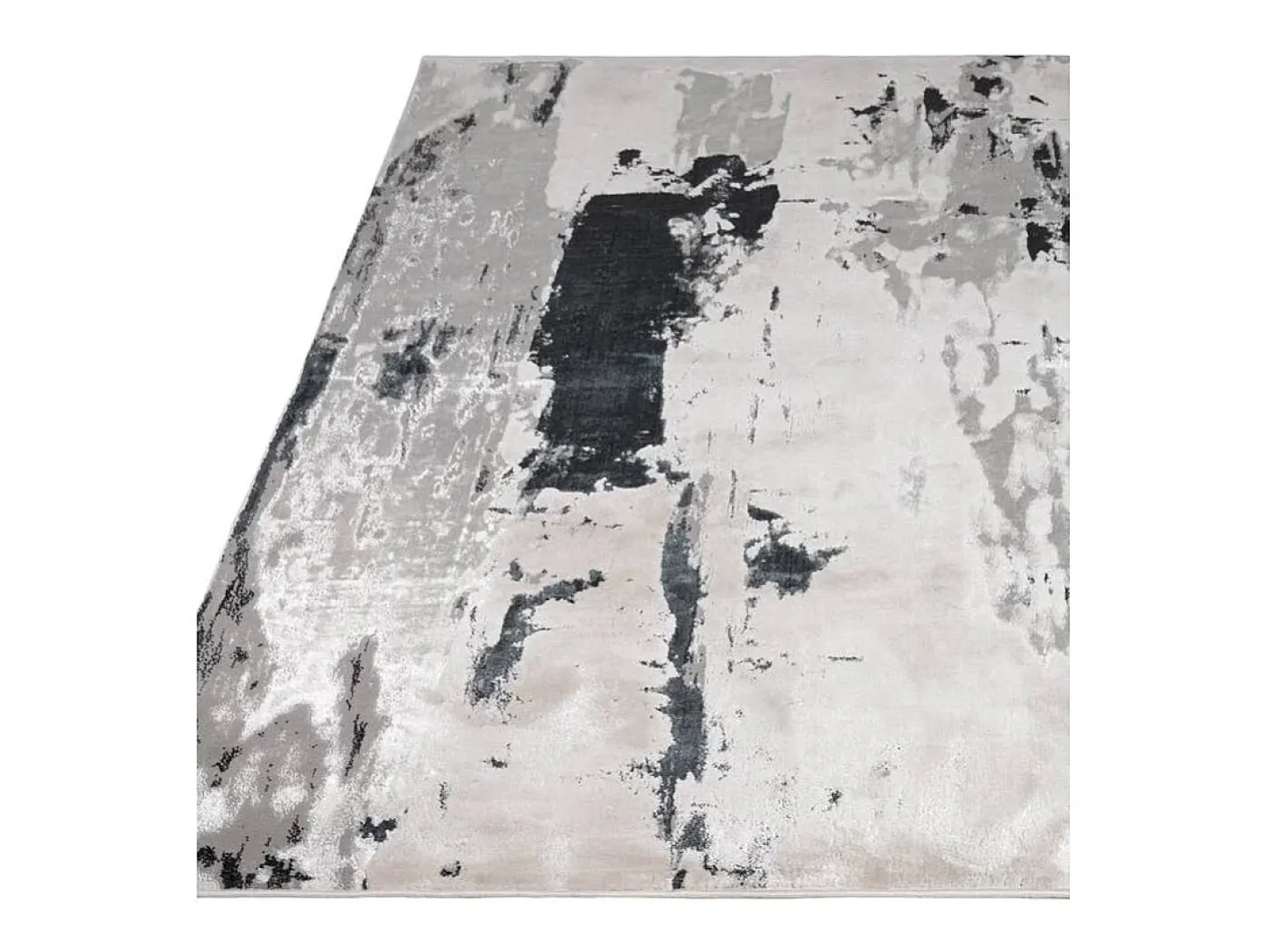 Alfombra De Salón-Alfombra abstracta - 120x170cm - plata, crema, blanco, gris - Aurora Glacier Plateado