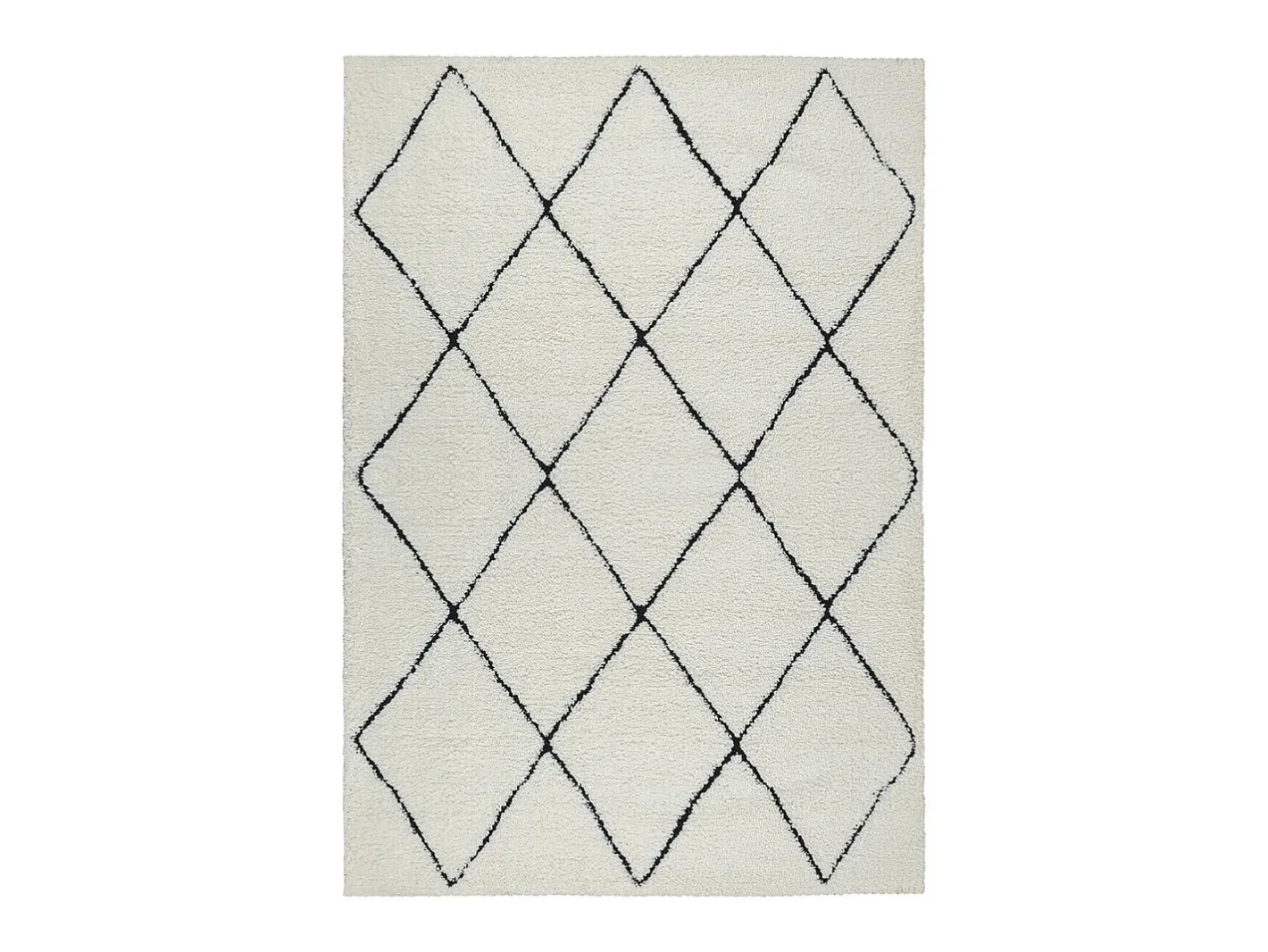 the carpet Alfombra Bahar Shaggy moderna patrón rombos, negro , 120 x 170 cm Blanco Outlet