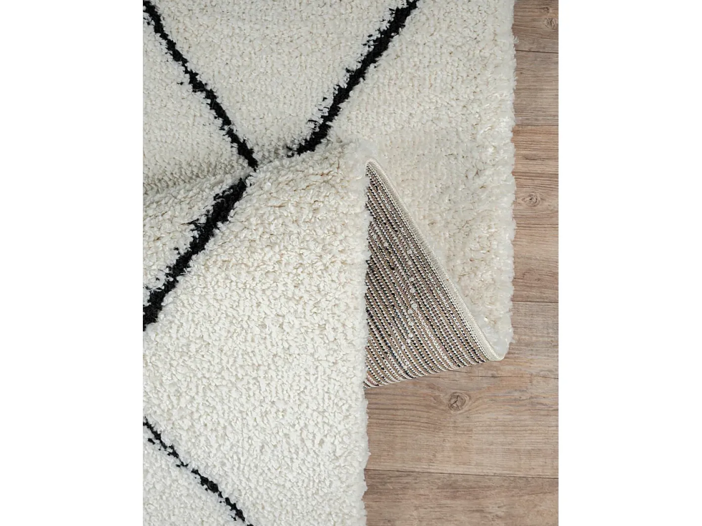 Best the carpet Alfombra Bahar Shaggy moderna patrón rombos, negro , 160 x 230 cm Blanco