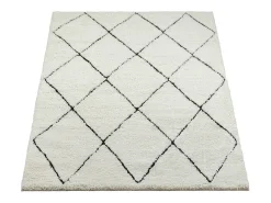 the carpet Alfombra Bahar Shaggy moderna patrón rombos, negro , 140 x 200 cm Blanco Clearance