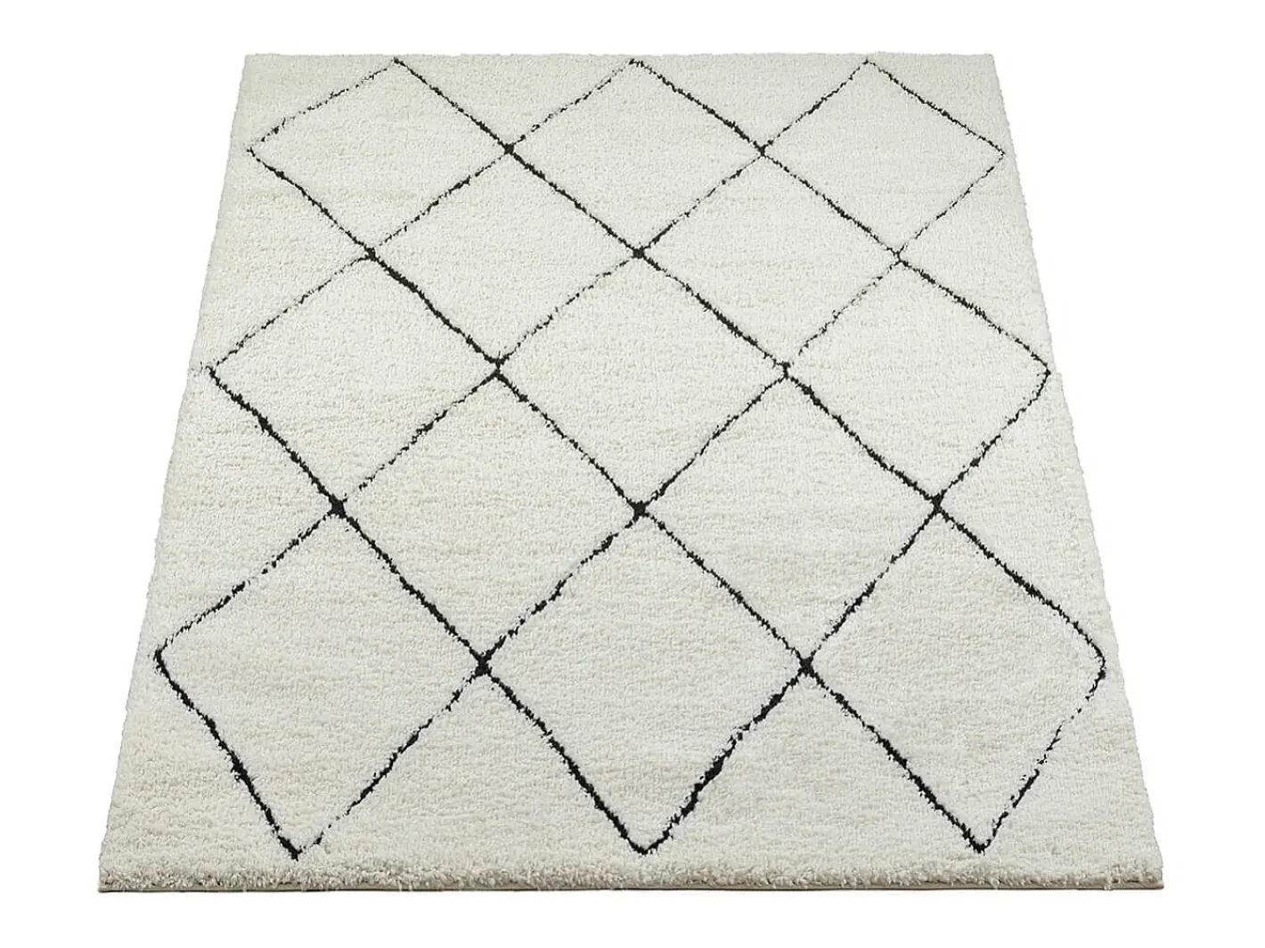 the carpet Alfombra Bahar Shaggy moderna patrón rombos, negro , 140 x 200 cm Blanco Clearance