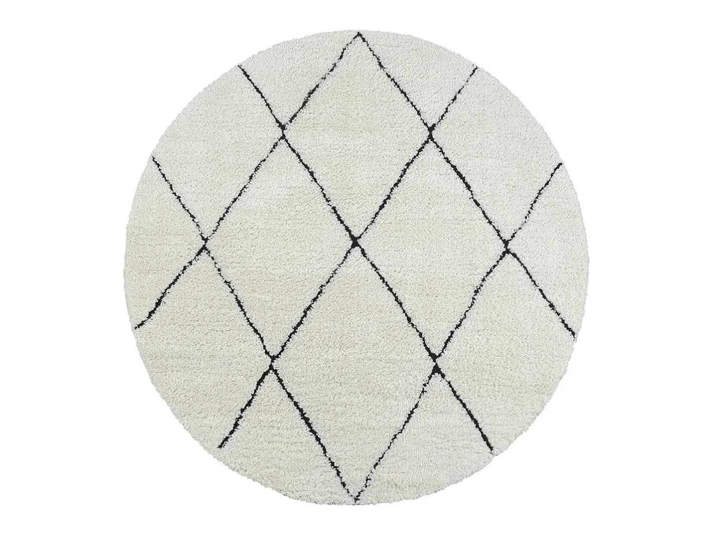 the carpet Alfombra Bahar Shaggy moderna patrón rombos, negro , 120 cm redonda Blanco Online