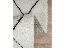 the carpet Alfombra Bahar Shaggy moderna patrón rombos, negro , 120 cm redonda Blanco Online