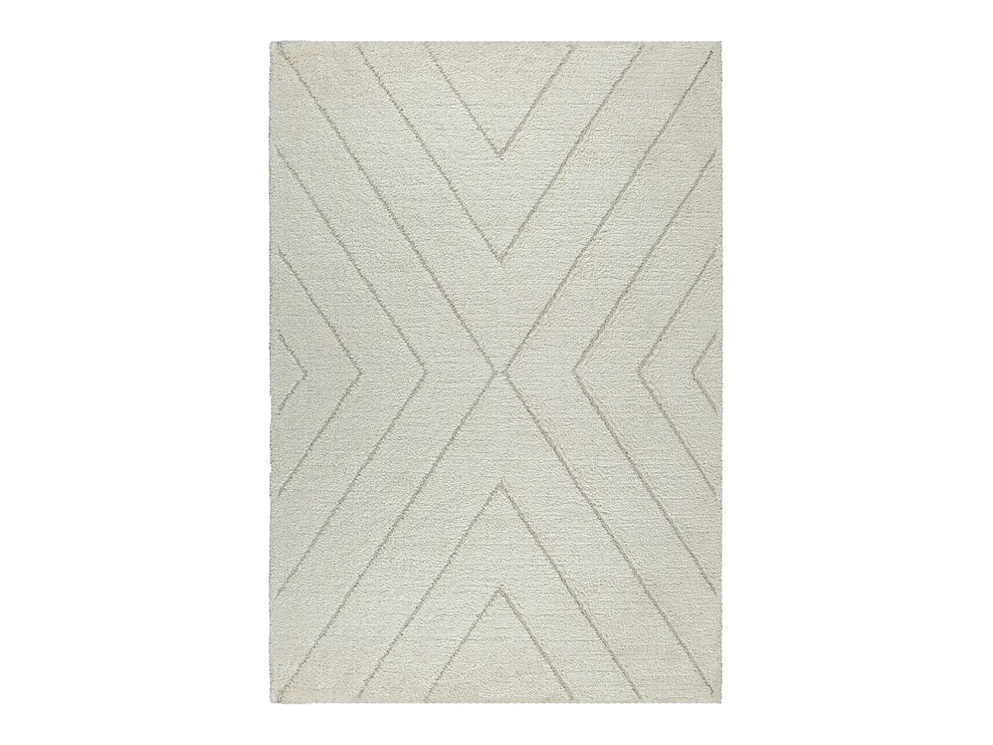 the carpet Alfombra De Salón-Alfombra Bahar Shaggy patrón triángulos, , 120 x 170 cm Crema
