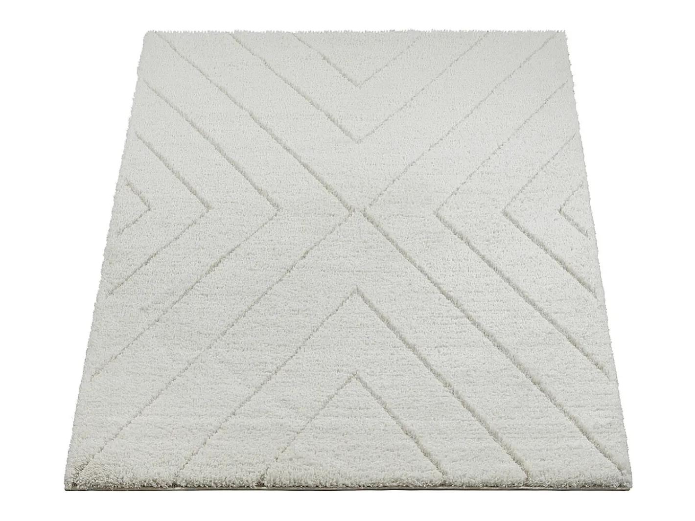 the carpet Alfombra De Salón-Alfombra Bahar Shaggy patrón triángulos, , 120 x 170 cm Crema