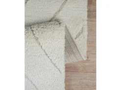 the carpet Alfombra Bahar Shaggy patrón triángulos, , 160 cm redonda Crema Best