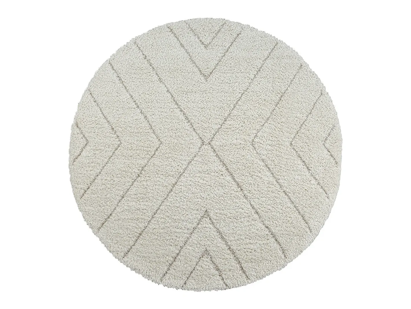 the carpet Alfombra Bahar Shaggy patrón triángulos, , 160 cm redonda Crema Best
