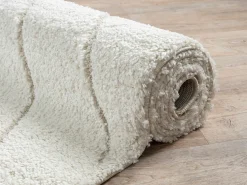 Discount the carpet Alfombra Bahar Shaggy patrón triángulos, , 240 x 340 cm Crema