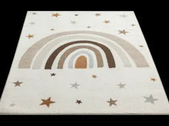 the carpet Alfombra Beat Kids Moderna Infantil Arcoíris Estrellas Pastel - - 200x280 cm Crema
