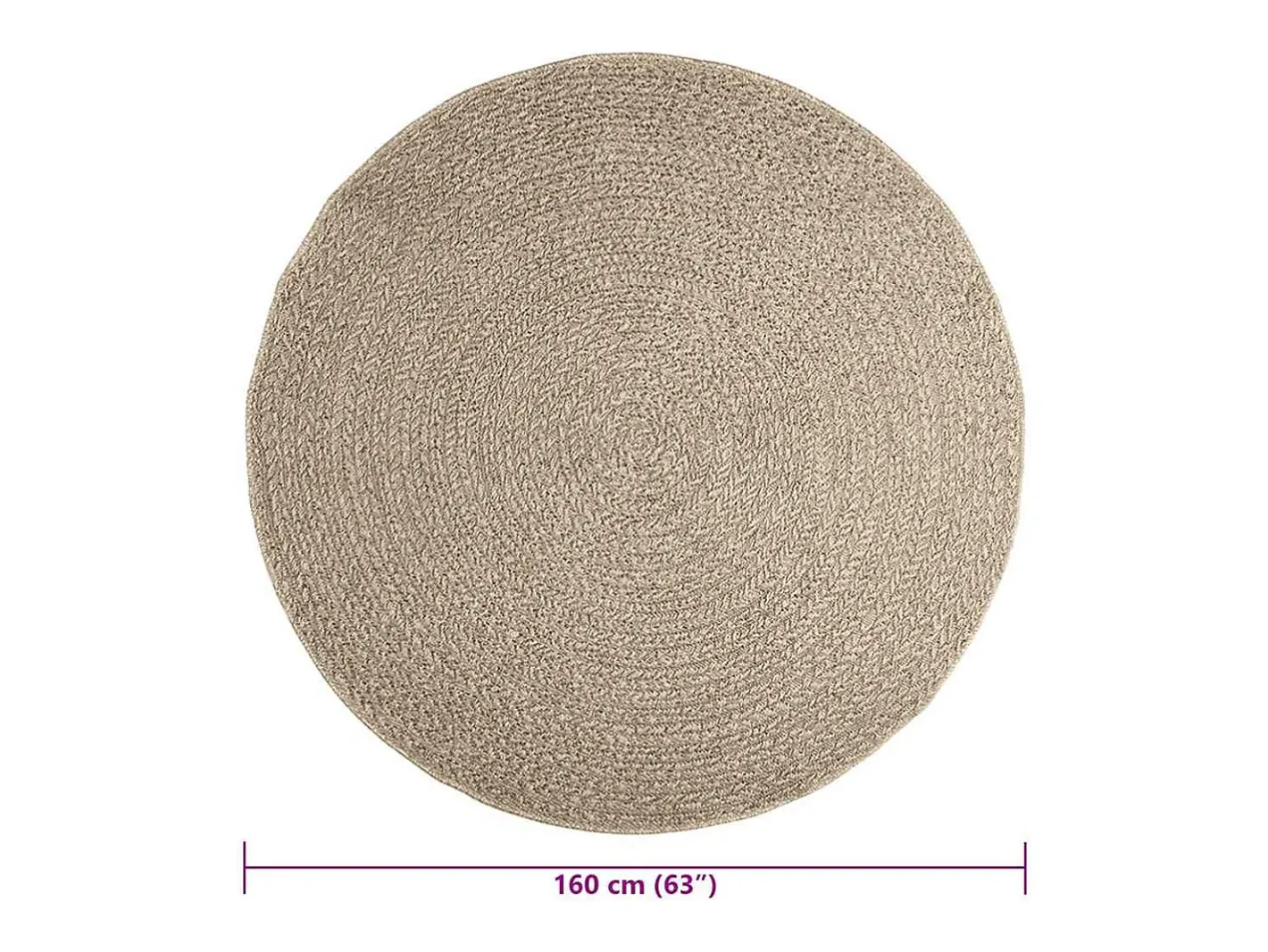 Clearance Alfombra ZIZUR Ø 160cm aspecto yute para interior y exterior Beige
