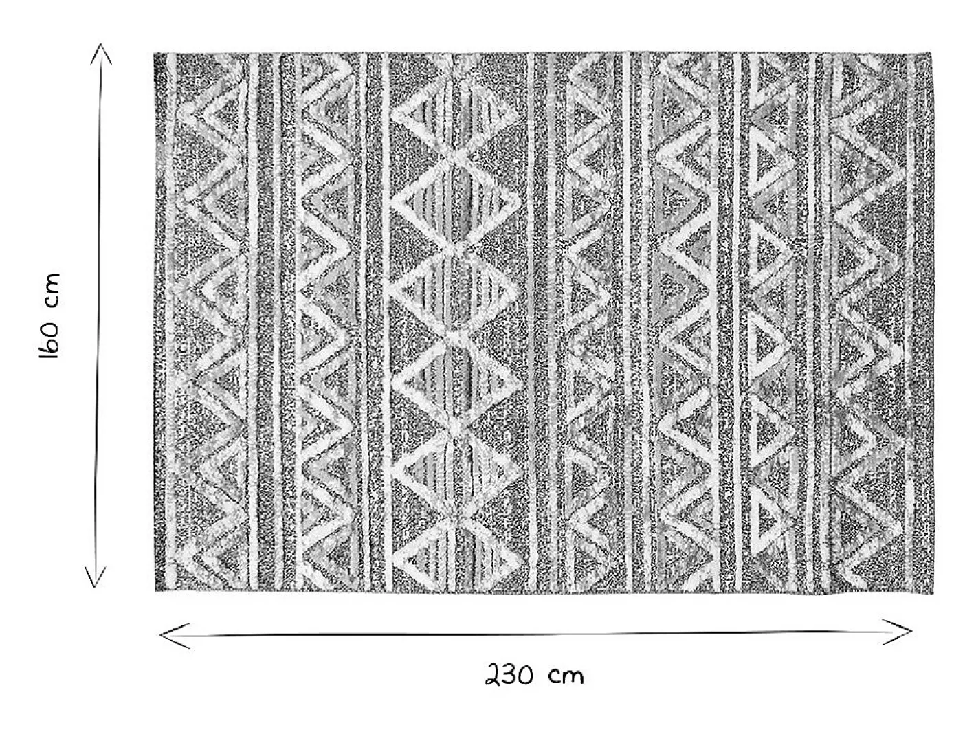 Miliboo Alfombra De Salón-Alfombra bereber con relieve blanco y 160 × 230 cm ERGA Gris